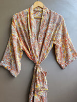 Load image into Gallery viewer, Boho Paisley Print Maxi Kimono Robe for Women | Lightweight Long Lounge Robe with Waist Tie | Resort Wear & Bridal Getting Ready Robe