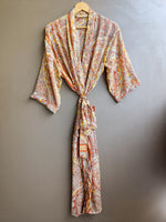 Load image into Gallery viewer, Boho Paisley Print Maxi Kimono Robe for Women | Lightweight Long Lounge Robe with Waist Tie | Resort Wear &amp; Bridal Getting Ready Robe