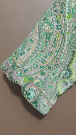 Load and play video in Gallery viewer, Green Paisley Cotton Kimono Robe for Women | Lightweight Long Bathrobe, Bridesmaid Robe, Beach Cover Up &amp; Loungewear